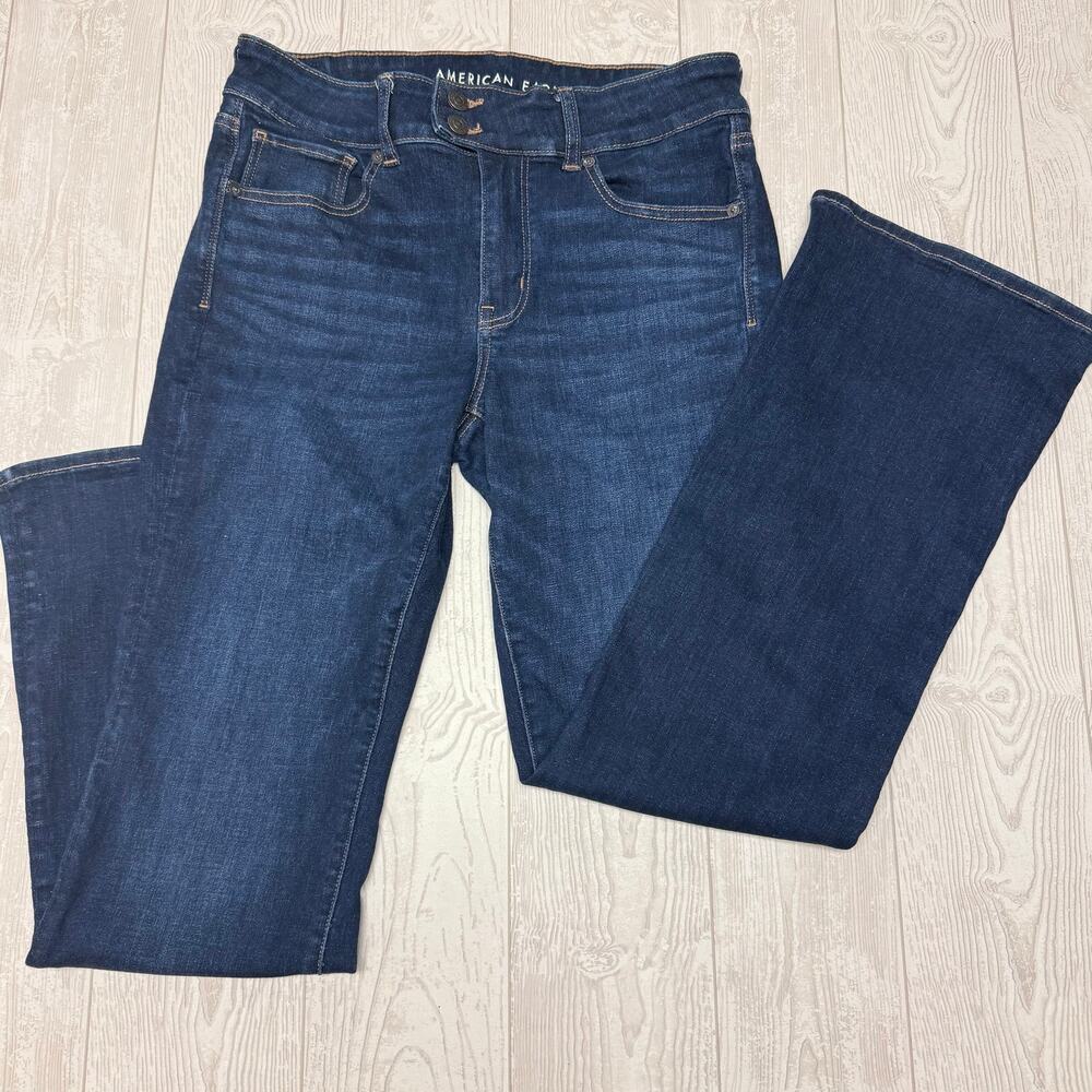 American Eagle Jeans Kick Bootcut Jeans Dark Wash Stretch Women's Size 12